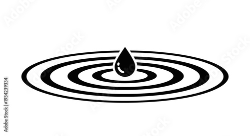 Water Drop Creating Ripples Icon Illustration.
