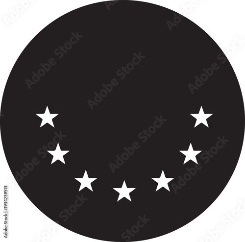 Vector starburst icon, 7 white stars on black circle