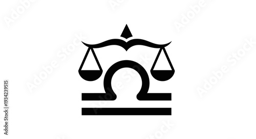 Libra Zodiac Sign Symbol in Black and White.