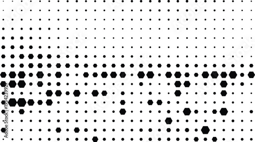 Abstract pattern of black dots of varying sizes on a white background, creating a textured visual effect isolated on transparent background, Vector, illustration