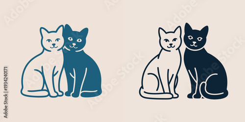 Two cats sitting together adorable feline companionship