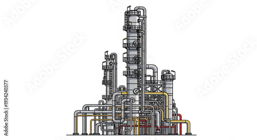 Industrial Plant with Complex Piping System.