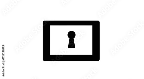 Simple Black Keyhole Icon Inside Rectangular Frame Illustration.