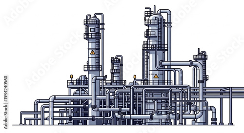 Industrial Plant with Pipes and Towers.