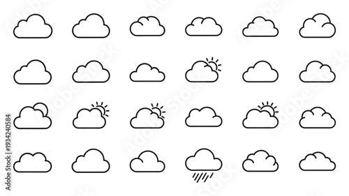 Collection of Cloud with Sun and Rain Symbols