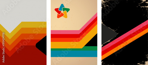 Trendy retro design with vibrant colored layers