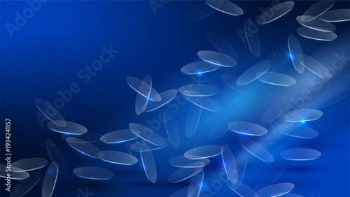 Floating elliptical shapes in a vibrant blue setting