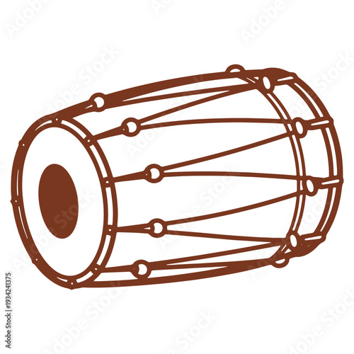 Illustration of an Idakka drum isolated on a white background showcasing traditional percussion instrument art and cultural heritage