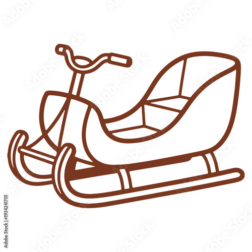 Illustration of classic sled with steering capability ideal for winter adventures and holiday illustrations with a simple line art style