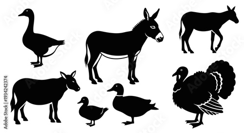 Farm and Domestic Animals Silhouettes Collection