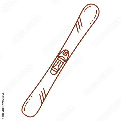 Isolated ski illustration for winter sports graphic design and outdoor activity promotion featuring a simple line art style