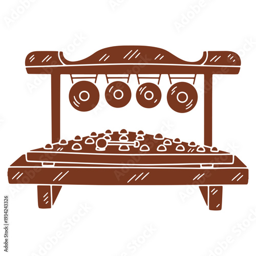Kulintang Musical Instrument Brown Silhouette Illustration Rich in Cultural Heritage Showcasing Artistic Craftsmanship and Traditional Music Making