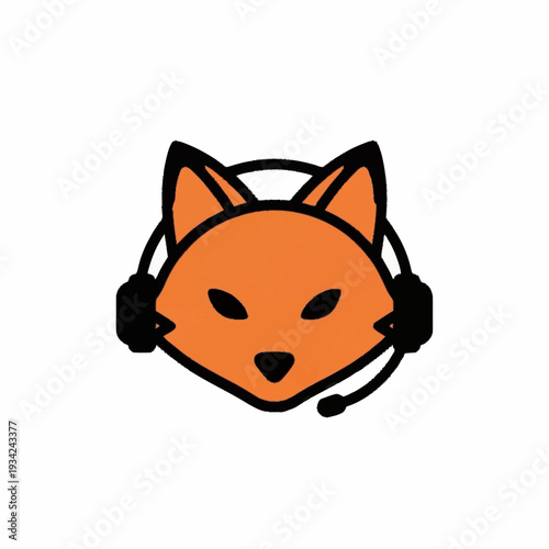 Wallpaper Mural Orange Fox Head with Headphones and Microphone Logo. Torontodigital.ca