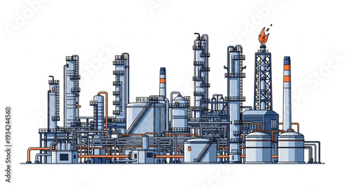 Industrial Refinery Plant Complex Structure.