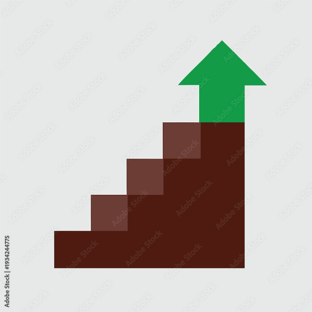 Fototapeta premium Staircase with Upward Arrow Icon on Light Background Representing Growth, Progress, and Goal Achievement