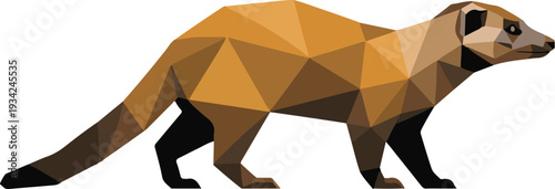 Geometric Mongoose Illustration Polygonal Wildlife Vector on White Background