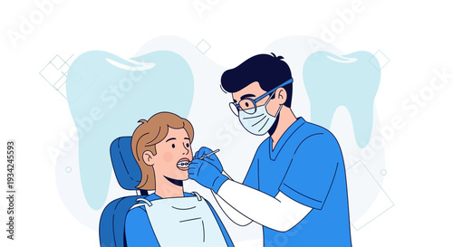 Dentist Examining Patient's Teeth with Dental Tools in Modern Clinic