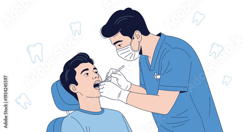 Dentist examining patient's teeth, dental checkup, oral hygiene concept