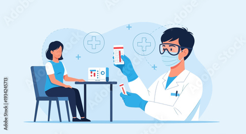 Doctor Consults Patient, Holds Medicine Bottles, Medical Checkup