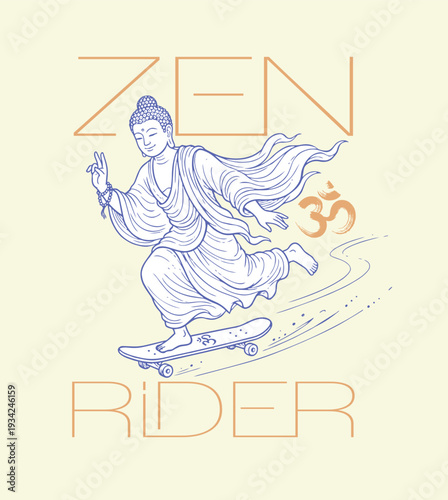 Introducing "Radical Nirvana": a Zen Buddha gliding on a skateboard, uniting inner peace and adrenaline. The perfect balance between meditation and the asphalt, where every maneuver is pure flow.
