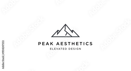 Minimalist mountain logo design for Peak Aesthetics company branding and identity.