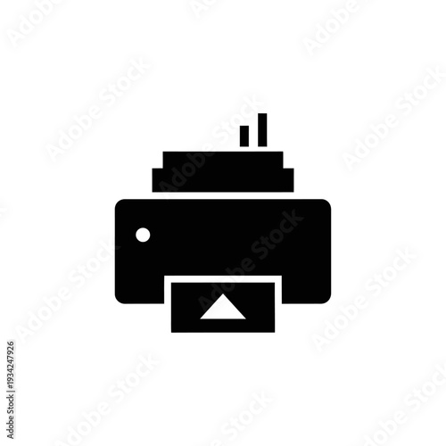 Black Printer Icon, Wireless Technology, Office Equipment, Vector Graphic