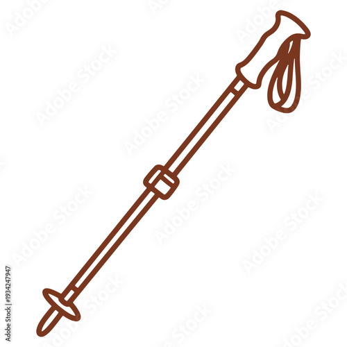 Trekking pole icon illustration for hiking and outdoor adventures representing fitness gear and equipment needed for outdoor activities and healthy lifestyles