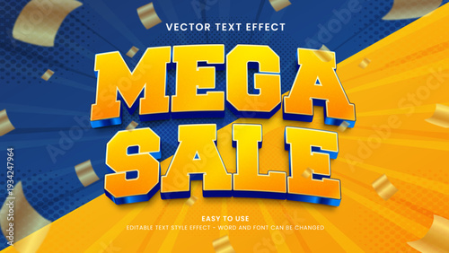 editable text effect mega sale 3d style premium vector