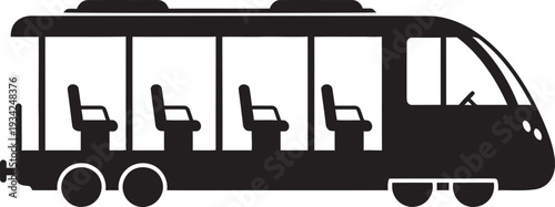Modern shuttle bus silhouette vector illustration for passenger transportation and airport transfer services.
