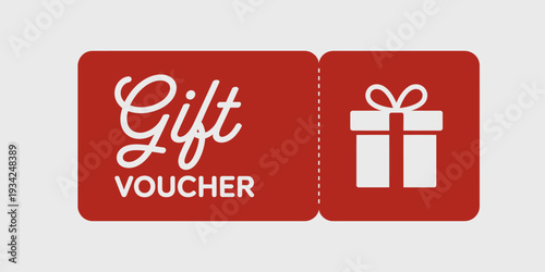 Red gift voucher card with white text and gift icon