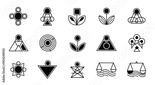 Geometric Alchemy Symbols Set. Mystic Signs Collection