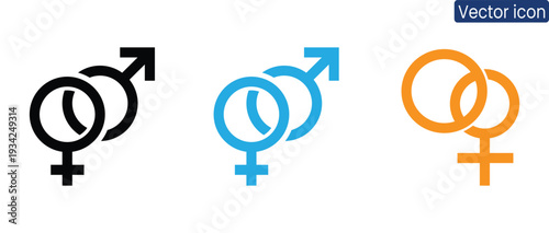 Set of colorful LGBTQ+ symbol icons representing diversity and equality