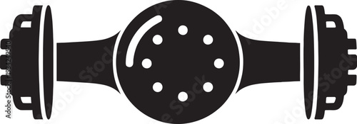 Automotive rear axle differential assembly silhouette icon for car repair and mechanical service shop.