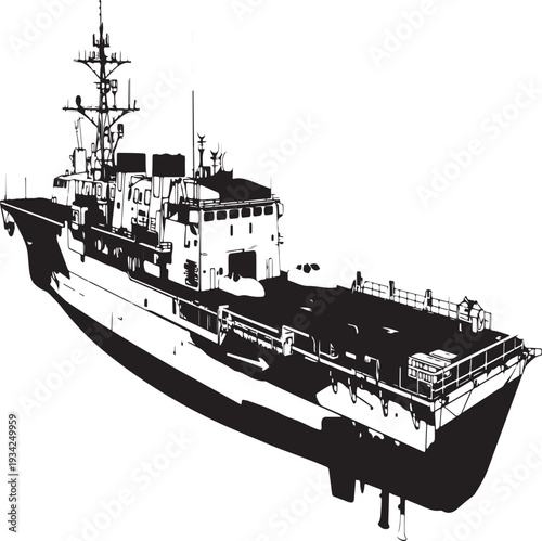Vector illustration of a military ship