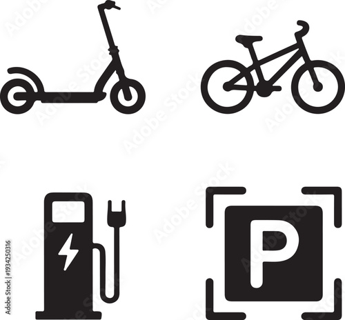 Scooter bicycle electric charging station parking sign