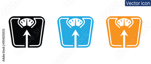 Canvastavla Vibrant vector icons showing scales with upward arrows, symbolizing growth and s