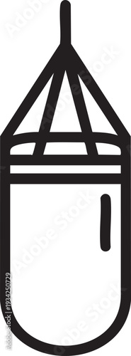Simple black and white illustration of a classic punching bag design