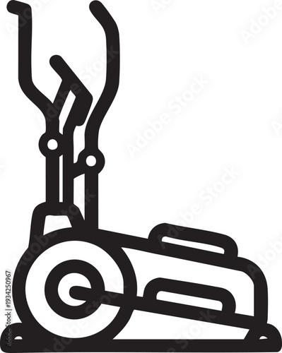 Simple black outline illustration of an exercise elliptical machine