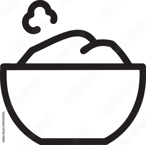 A simple black and white line drawing of a bowl with swirling contents