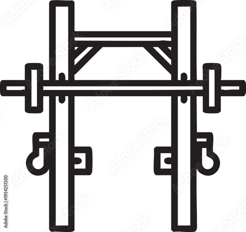 Line art illustration of a smith machine for weightlifting exercises