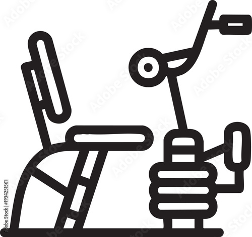 Line art illustration of a robotic arm assembling a stack of components