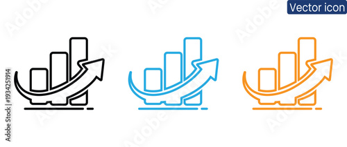 Stylish graph icon with rising arrow symbolizing business growth and success