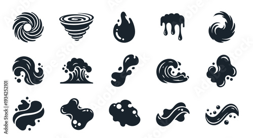 Water element icons set. Liquid abstract shapes.