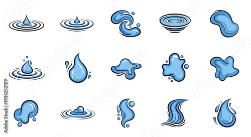 Water drops set. Liquid droplet icons collection