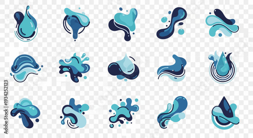 Water splash abstract shapes set vector