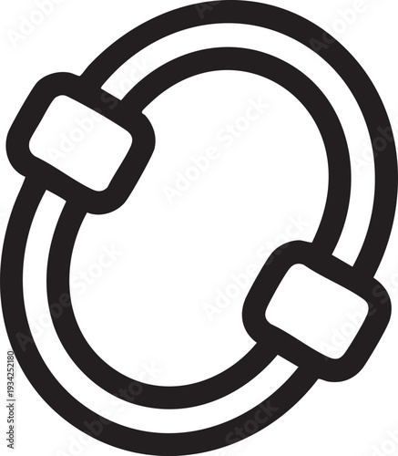 Black and white illustration of a circular strap with buckles