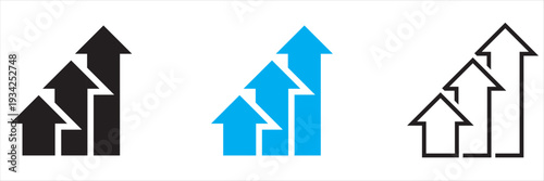 Human efficiency Team Growth Arrow Line Chart Icon. Showing team members beneath rising arrow graph, symbolizing business growth, leadership, performance improvement and corporate success.