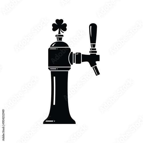 St. Patrick's Day Beer Tap Vector Illustration with Shamrock Icon Isolated on White Background