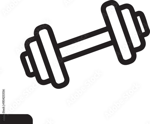 Simple black and white icon depicting a dumbbell for fitness activities