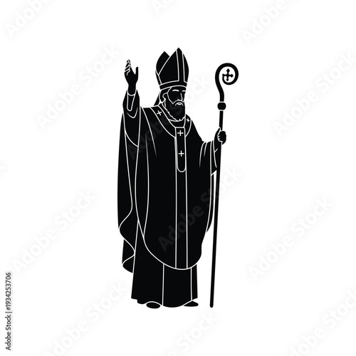 Catholic Bishop Silhouette Vector Illustration – Religious Clergy Icon for Church Design
